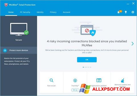Στιγμιότυπο οθόνης McAfee Total Protection Windows XP