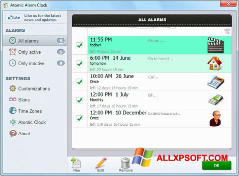 Στιγμιότυπο οθόνης Atomic Alarm Clock Windows XP