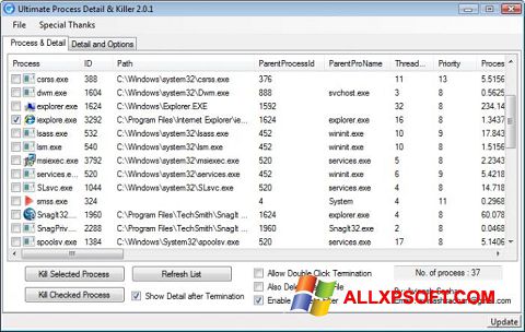 Στιγμιότυπο οθόνης Process Killer Windows XP