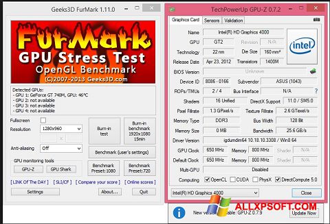 Στιγμιότυπο οθόνης FurMark Windows XP