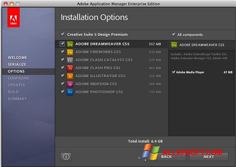 Στιγμιότυπο οθόνης Adobe Application Manager Windows XP