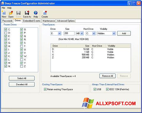 Στιγμιότυπο οθόνης Deep Freeze Windows XP