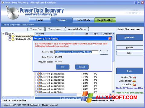 Στιγμιότυπο οθόνης Power Data Recovery Windows XP