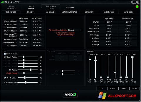 Στιγμιότυπο οθόνης AMD Overdrive Windows XP