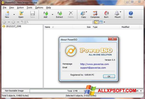 Στιγμιότυπο οθόνης PowerISO Windows XP