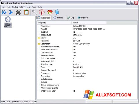 Στιγμιότυπο οθόνης Cobian Backup Windows XP