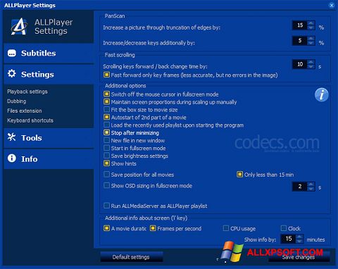 Στιγμιότυπο οθόνης ALLPlayer Windows XP