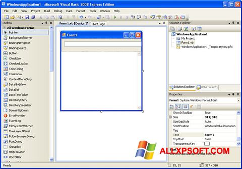 Στιγμιότυπο οθόνης Microsoft Visual Basic Windows XP