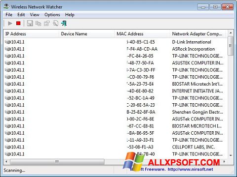 Στιγμιότυπο οθόνης Wireless Network Watcher Windows XP