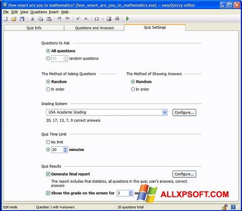 Στιγμιότυπο οθόνης easyQuizzy Windows XP