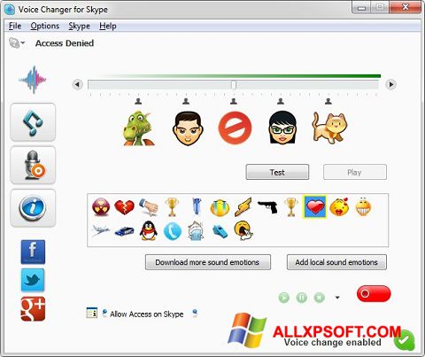 Στιγμιότυπο οθόνης Skype Voice Changer Windows XP