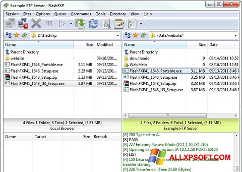 Στιγμιότυπο οθόνης FlashFXP Windows XP