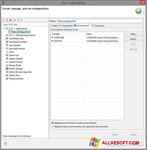 Στιγμιότυπο οθόνης Eclipse Windows XP