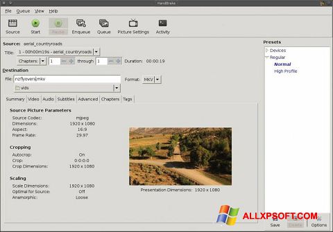 Στιγμιότυπο οθόνης HandBrake Windows XP