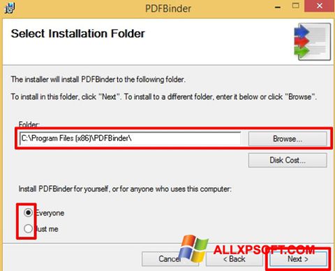 Στιγμιότυπο οθόνης PDFBinder Windows XP