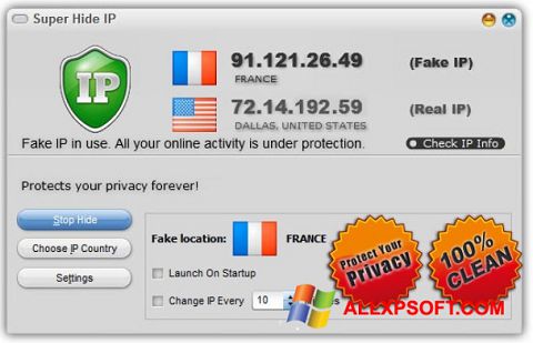 Στιγμιότυπο οθόνης Super Hide IP Windows XP