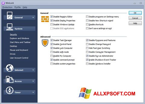Στιγμιότυπο οθόνης WinLock Windows XP