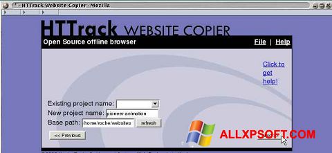 Στιγμιότυπο οθόνης HTTrack Website Copier Windows XP