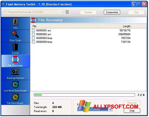 Στιγμιότυπο οθόνης Flash Memory Toolkit Windows XP