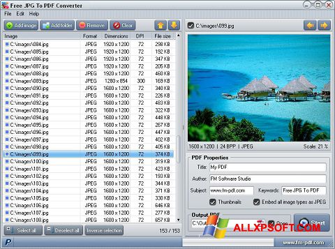 Στιγμιότυπο οθόνης JPG to PDF Converter Windows XP