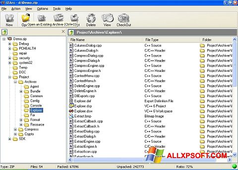 Στιγμιότυπο οθόνης IZArc Windows XP