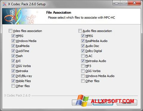 Στιγμιότυπο οθόνης X Codec Pack Windows XP