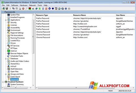Στιγμιότυπο οθόνης SIW Windows XP