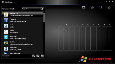 Στιγμιότυπο οθόνης HP SimplePass Windows XP