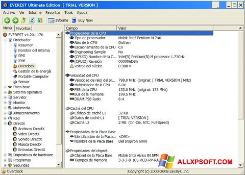 Στιγμιότυπο οθόνης EVEREST Ultimate Edition Windows XP