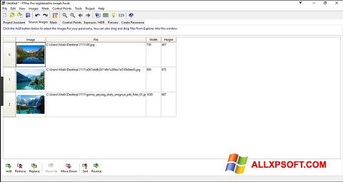 Στιγμιότυπο οθόνης PTGui Windows XP