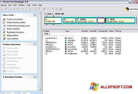 Στιγμιότυπο οθόνης Norton Partition Magic Windows XP