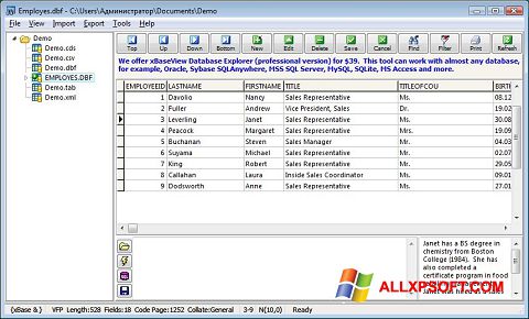 Στιγμιότυπο οθόνης DBF Viewer Windows XP