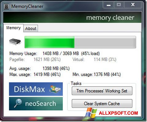 Στιγμιότυπο οθόνης Memory Cleaner Windows XP