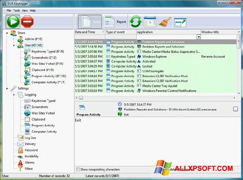 Στιγμιότυπο οθόνης Keylogger Windows XP