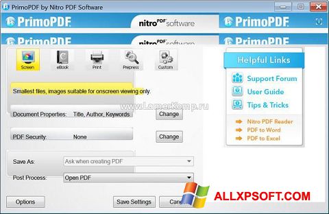 Στιγμιότυπο οθόνης PrimoPDF Windows XP