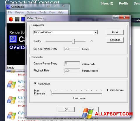 Στιγμιότυπο οθόνης CamStudio Windows XP