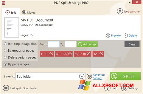 Στιγμιότυπο οθόνης PDF Split and Merge Windows XP