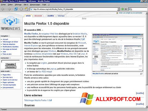 Στιγμιότυπο οθόνης Mozilla Firefox Windows XP