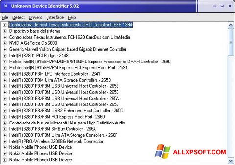 Στιγμιότυπο οθόνης Unknown Device Identifier Windows XP