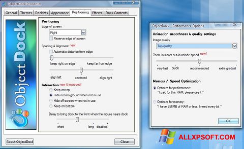 Στιγμιότυπο οθόνης ObjectDock Windows XP