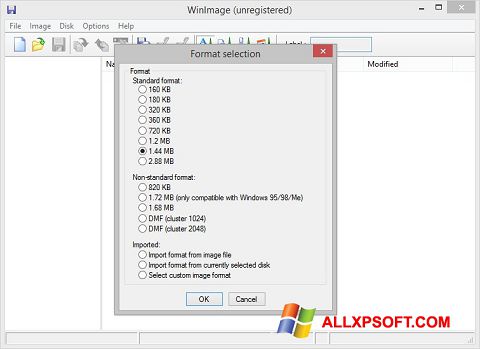 Στιγμιότυπο οθόνης WinImage Windows XP