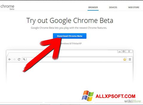 Στιγμιότυπο οθόνης Google Chrome Beta Windows XP