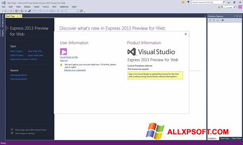 Στιγμιότυπο οθόνης Microsoft Visual Studio Express Windows XP