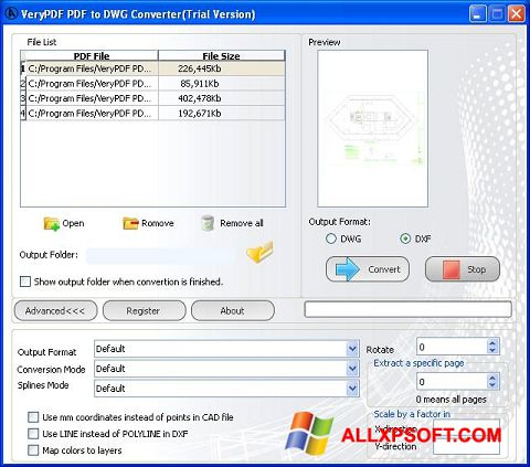 Στιγμιότυπο οθόνης PDF to DWG Converter Windows XP
