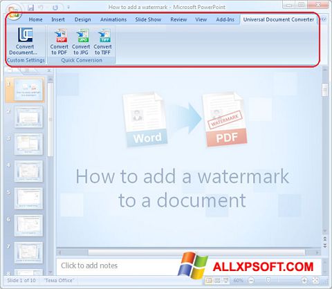 Στιγμιότυπο οθόνης Microsoft PowerPoint Windows XP
