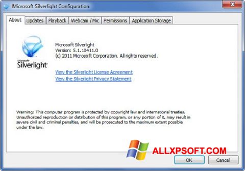 Στιγμιότυπο οθόνης Microsoft Silverlight Windows XP