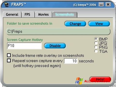 Στιγμιότυπο οθόνης Fraps Windows XP