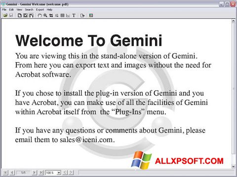 Στιγμιότυπο οθόνης Gemini Windows XP
