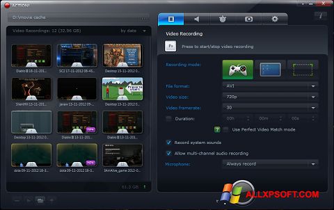 Στιγμιότυπο οθόνης Action! Windows XP