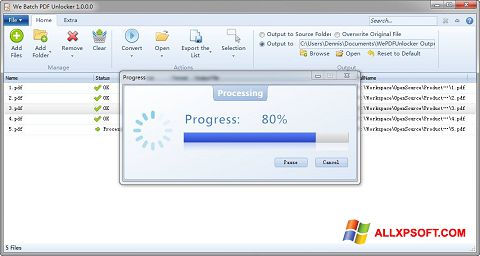 Στιγμιότυπο οθόνης PDF Unlocker Windows XP